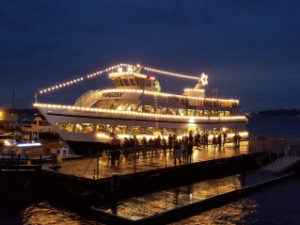 Christmas cruise ship docked at Leschi Dock